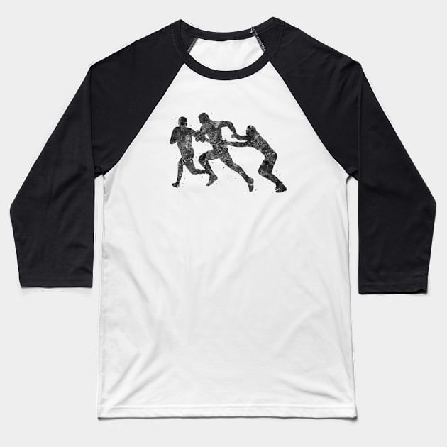 Rugby player black and white Baseball T-Shirt by Yahya Art